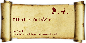 Mihalik Arián névjegykártya
